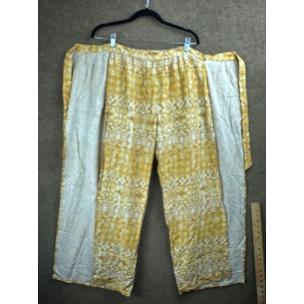ROXY Pants Womens M Yellow Pleated Relaxed Drawstring Pockets Ankle Viscose